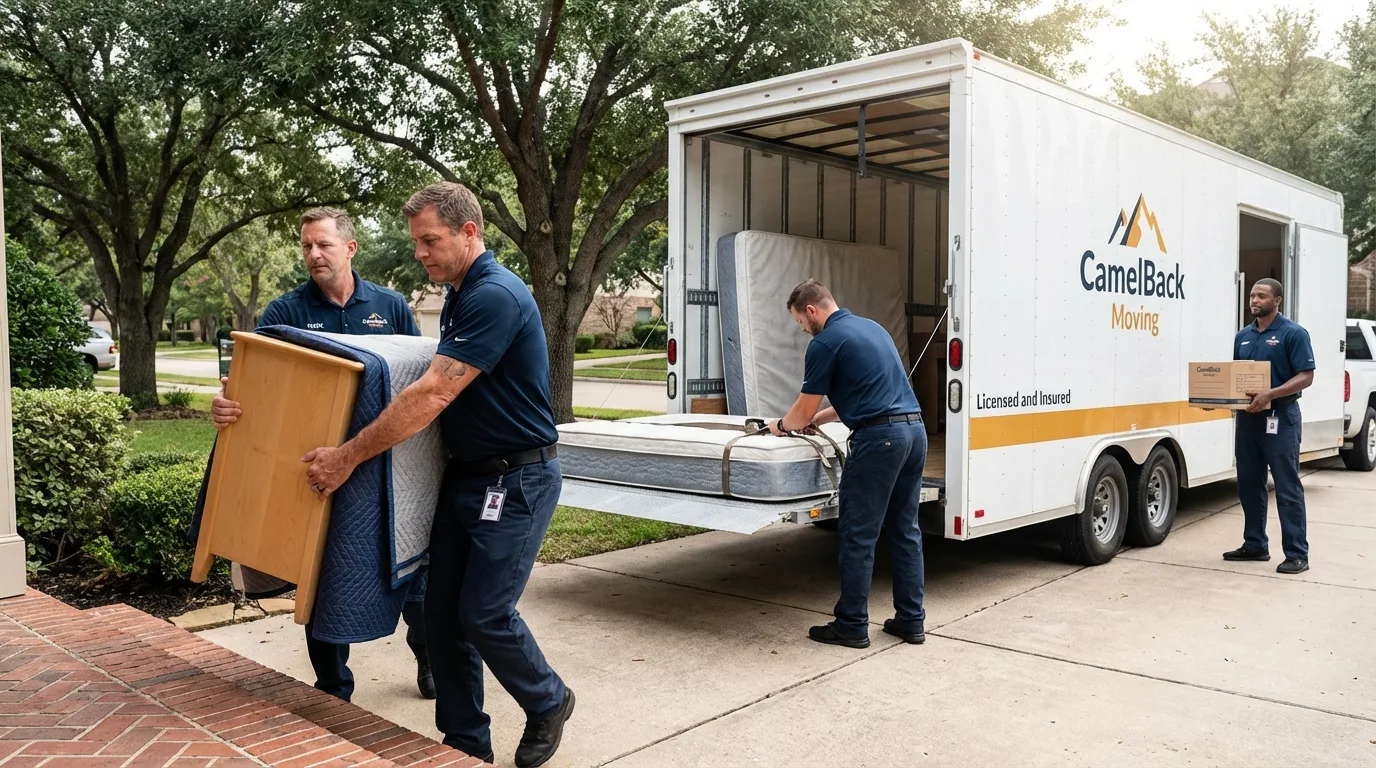 Crew loading residential truck for cross-state move from Caledonia, MS